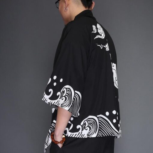 Wave and Cloud Art Kimono Shirt 3