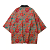 Abstract Red Green Pattern Kimono Shirt 3