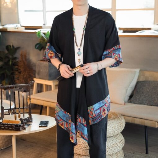 Abstract Patterned Long Kimono Cardigan 2