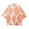 Abstract Orange White Kimono Shirt 3