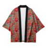 Abstract Red Green Pattern Kimono Shirt 1