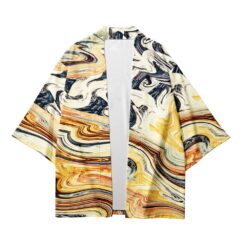 Abstract Yellow Kimono Shirt 1