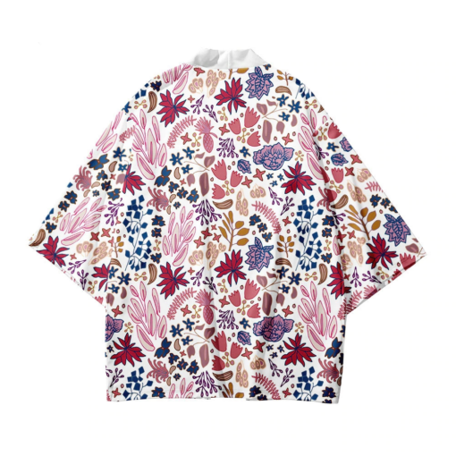 Abstract Floral Pattern Kimono Shirt 1