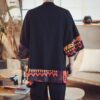 Abstract Red and Yellow Patterned Long Kimono Cardigan 4